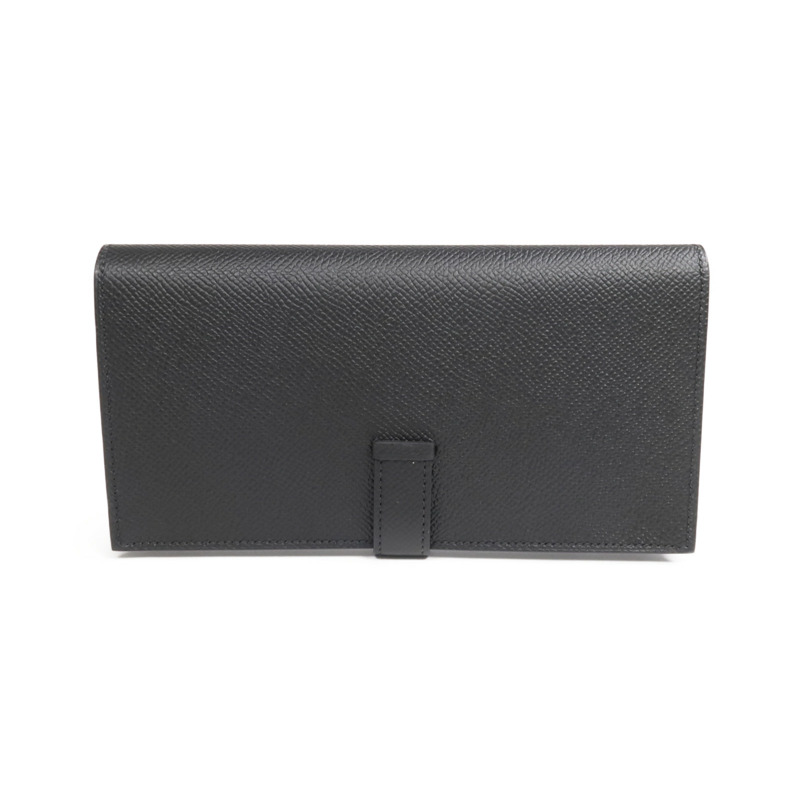 HERMES Epsom皮革Bearn Wallet金扣長錢包Noir-1