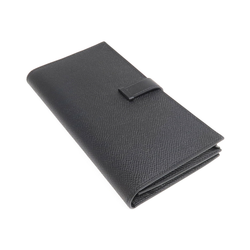 HERMES Epsom皮革Bearn Wallet金扣長錢包Noir-4