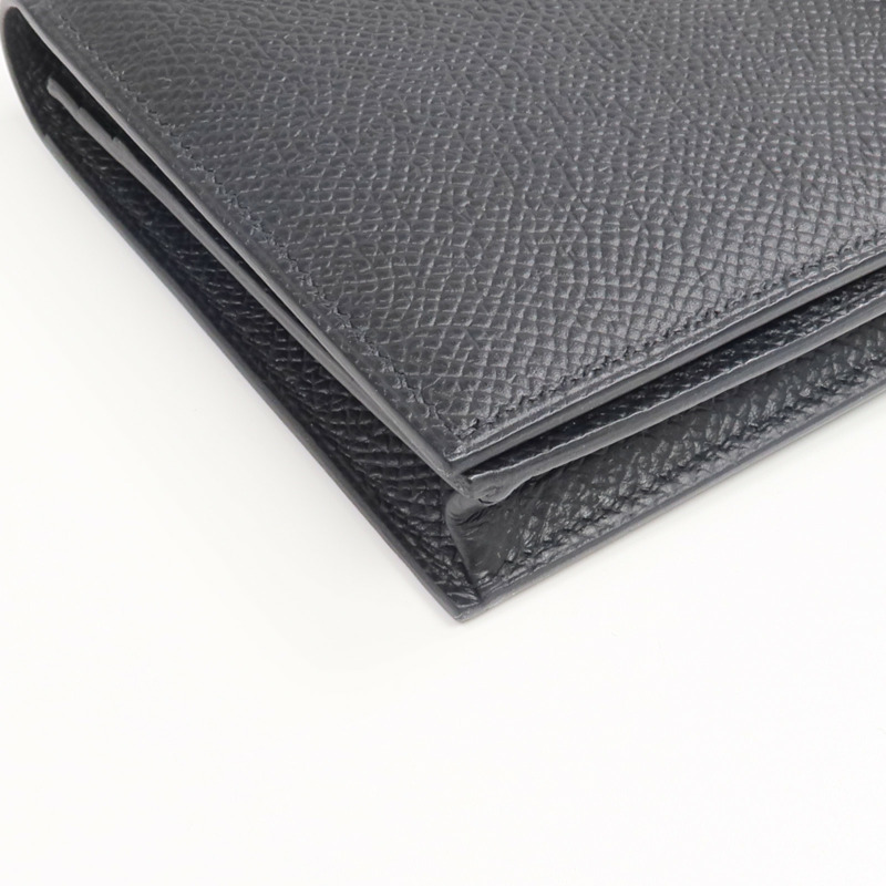 HERMES Epsom皮革Bearn Wallet金扣長錢包Noir-7
