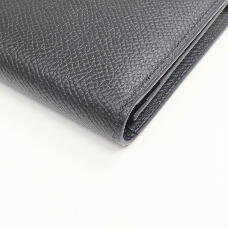 HERMES Epsom皮革Bearn Wallet金扣長錢包Noir-9