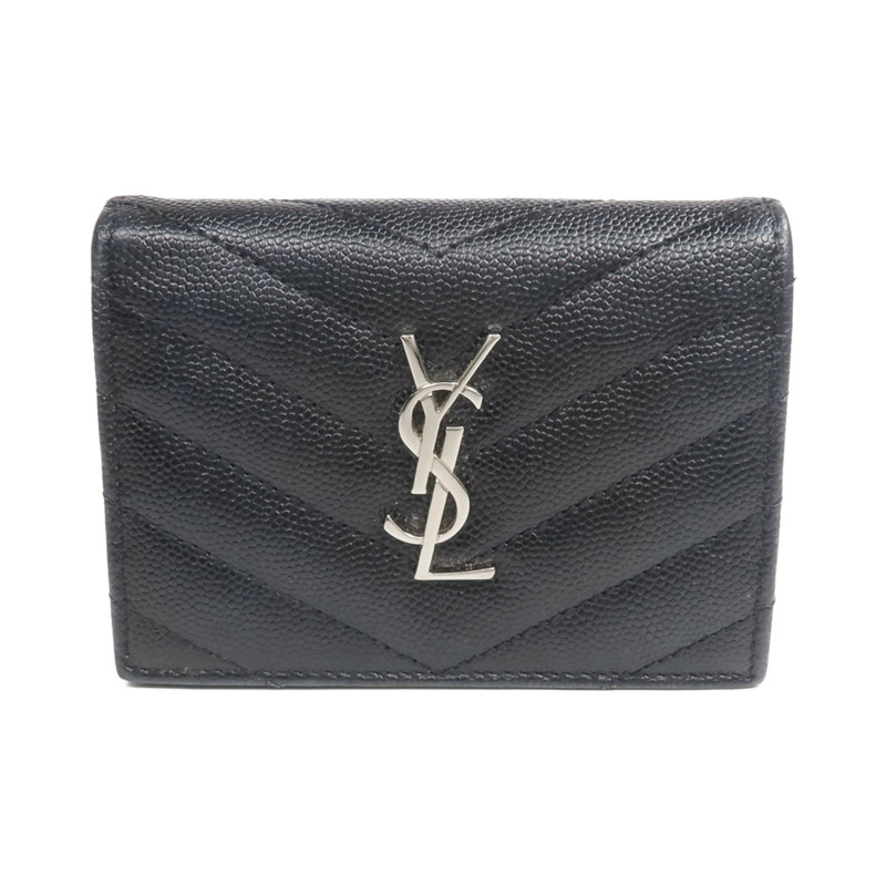 SAINT LAURENT 牛皮皮革Wallet銀扣錢包-0