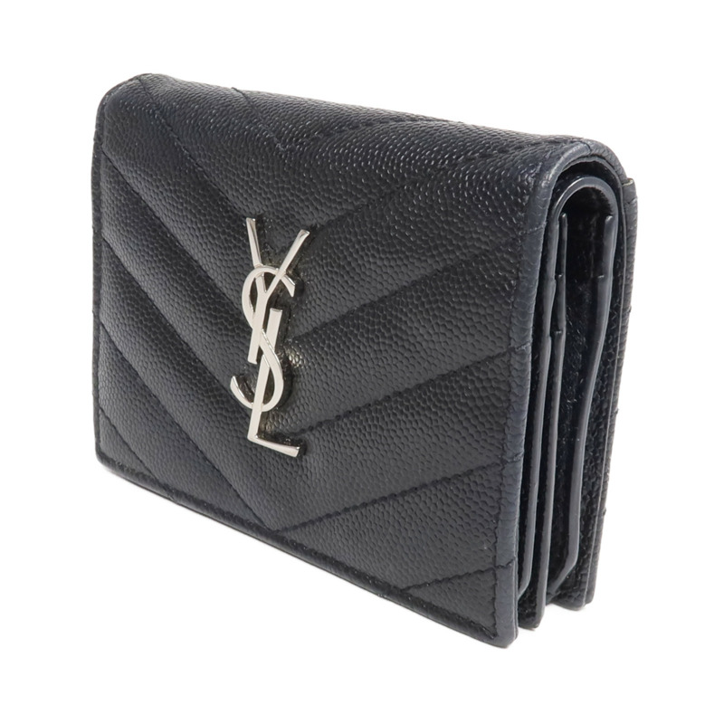 SAINT LAURENT 牛皮皮革Wallet銀扣錢包-2