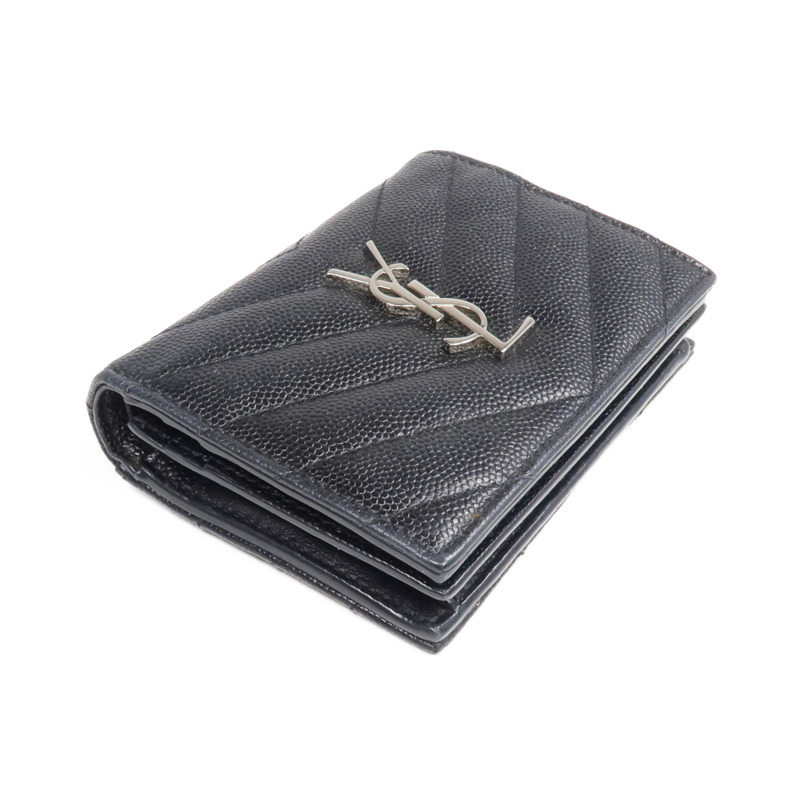 SAINT LAURENT 牛皮皮革Wallet銀扣錢包-4