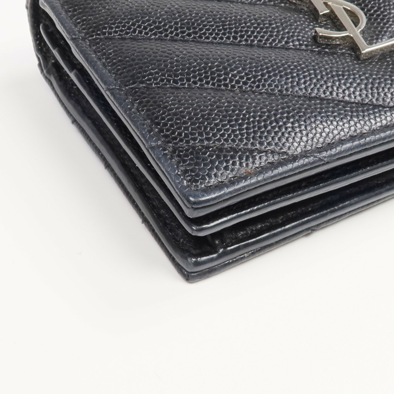 SAINT LAURENT 牛皮皮革Wallet銀扣錢包-7
