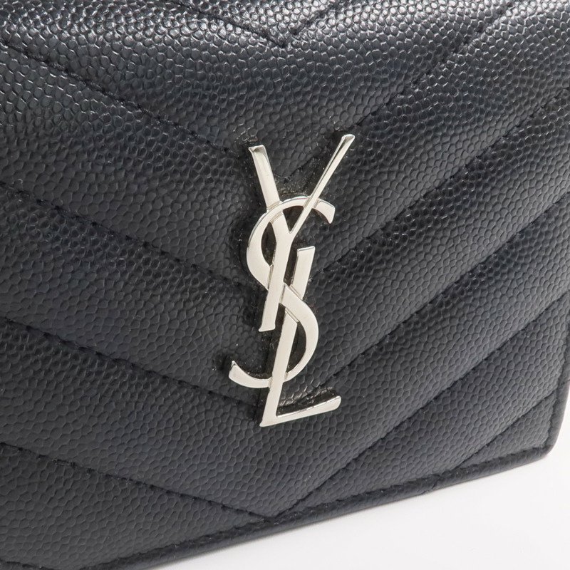 SAINT LAURENT 牛皮皮革Wallet銀扣錢包-10
