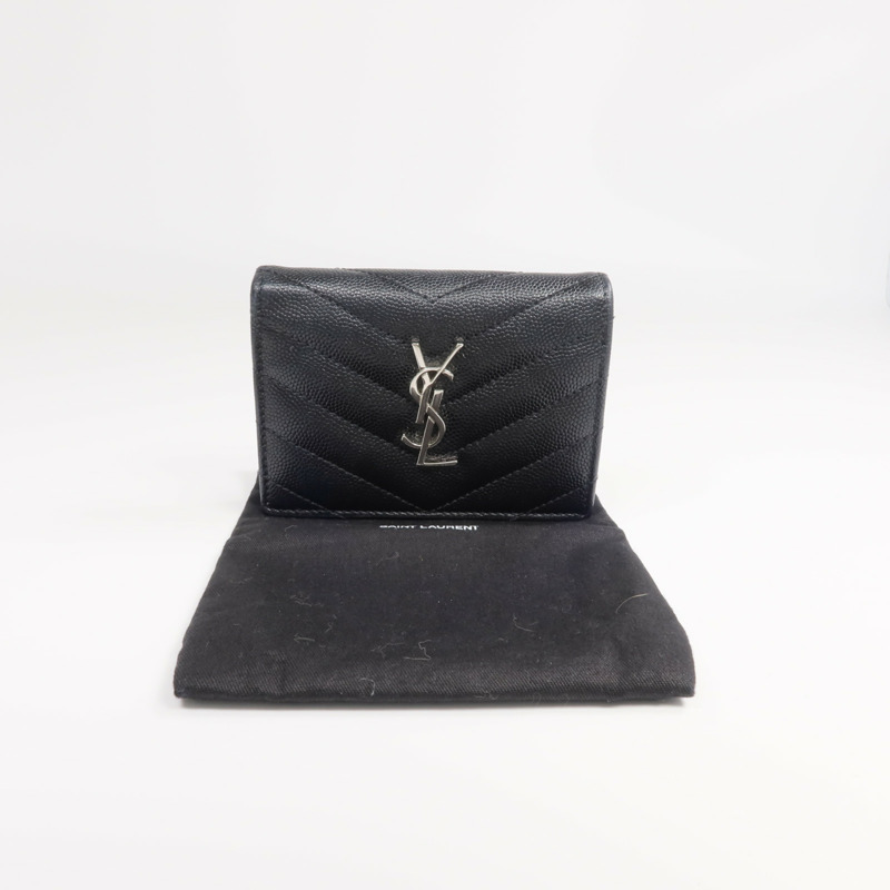 SAINT LAURENT 牛皮皮革Wallet銀扣錢包-15