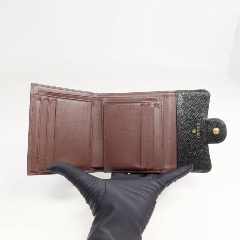 CHANEL 牛皮皮革Classic Small Flap Wallet金扣錢包-11