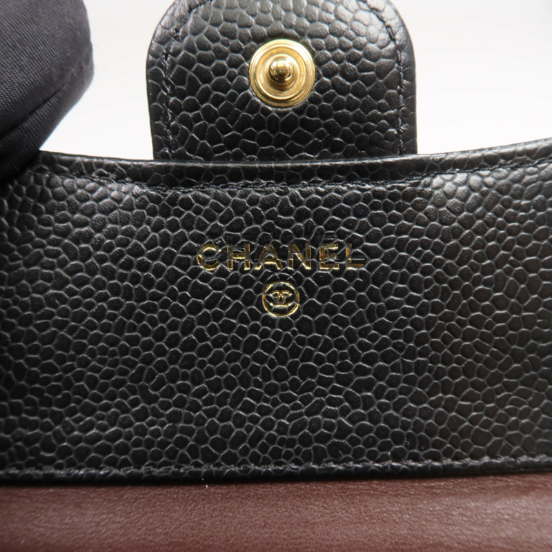 CHANEL 牛皮皮革Classic Small Flap Wallet金扣錢包-12
