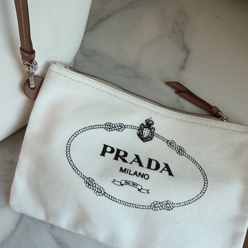 Prada 白色手提斜挎兩用包 內裡小包🩷-7