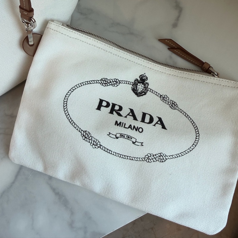 Prada 白色手提斜挎兩用包 內裡小包🩷-17