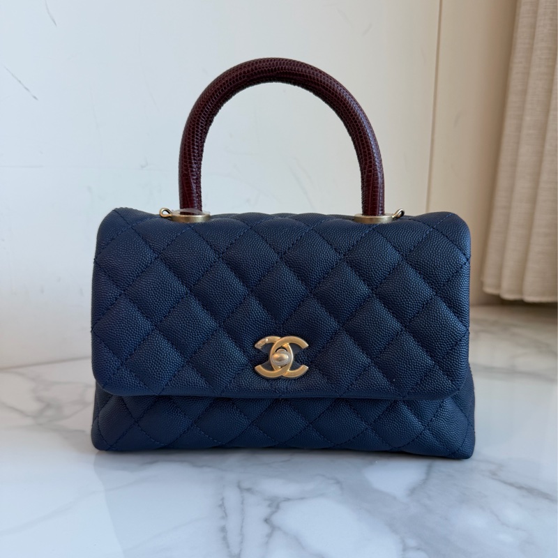 Chanel 香奈兒深藍cocohandle 超難買！絕美🩵coco/購證-0