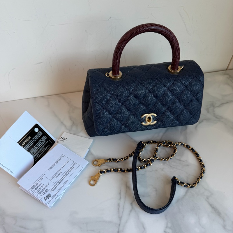 Chanel 香奈兒深藍cocohandle 超難買！絕美🩵coco/購證-1