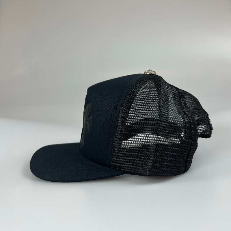 CHROME HEARTS 黑十字貼皮棒球帽-2