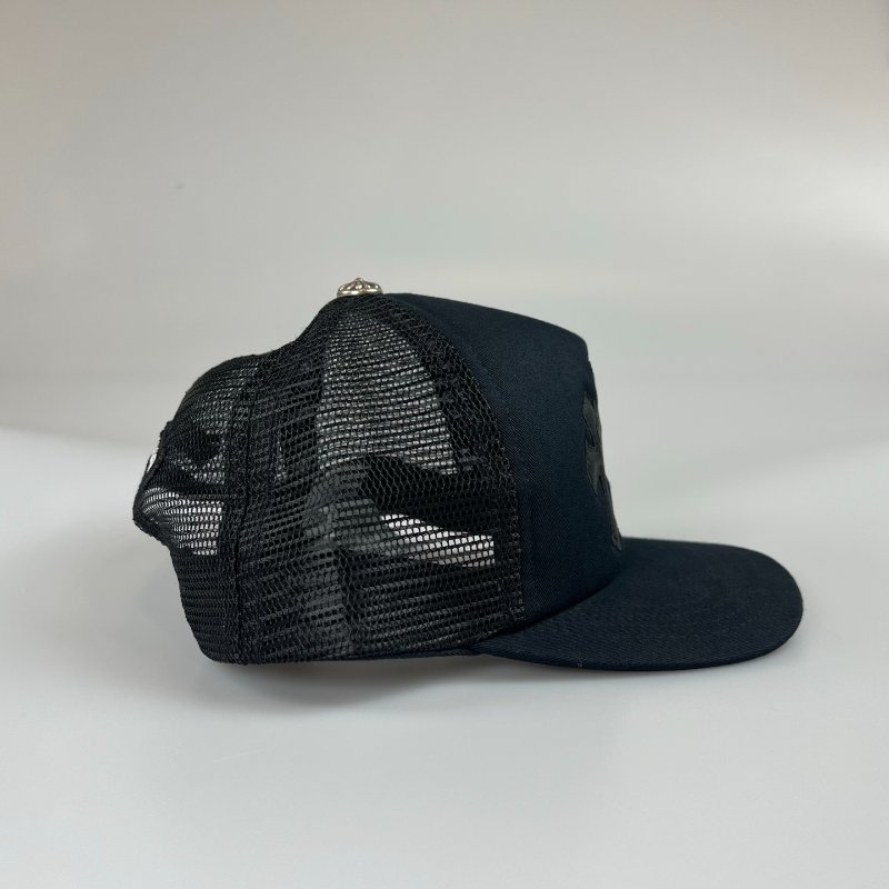 CHROME HEARTS 黑十字貼皮棒球帽-3