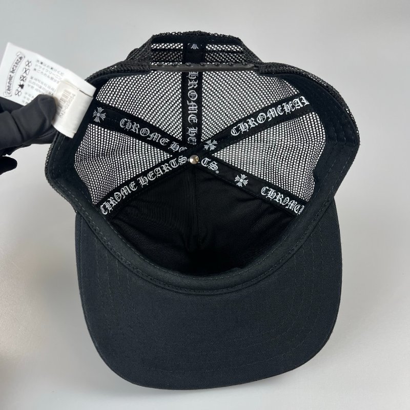 CHROME HEARTS 黑十字貼皮棒球帽-4