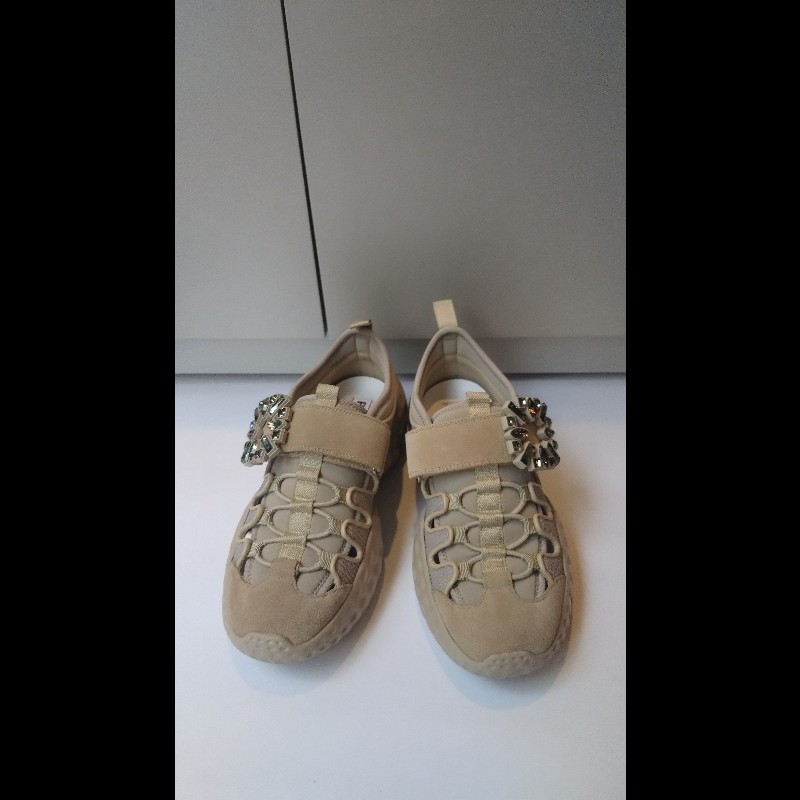 Roger Vivier 駝色彈性網狀休閒鞋-0