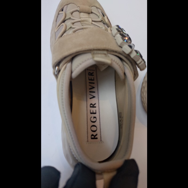 Roger Vivier 駝色彈性網狀休閒鞋-12