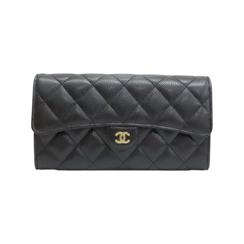 黑色 菱格紋 牛皮 Classic 扣式 長夾【CHANEL 香奈兒】 AP0241