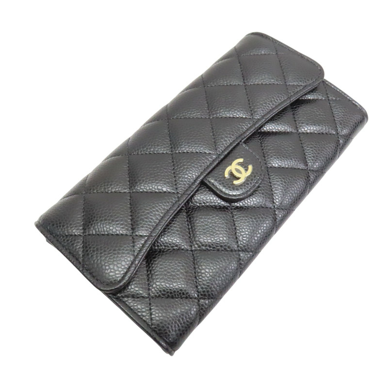 黑色 菱格紋 牛皮 Classic 扣式 長夾【CHANEL 香奈兒】 AP0241-2