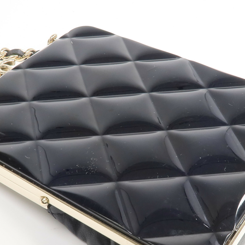 CHANEL 羊皮皮革/漆皮皮革Chain Clutch Shoulder金扣鏈帶肩背袋-14