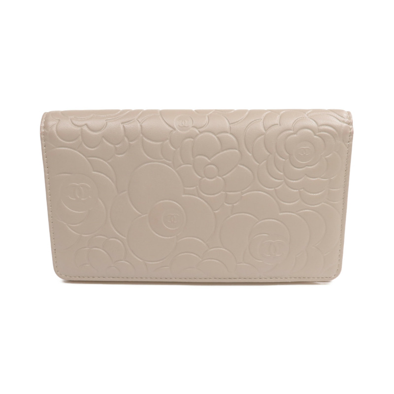 CHANEL 羊皮皮革Long Wallet金扣長錢包-1