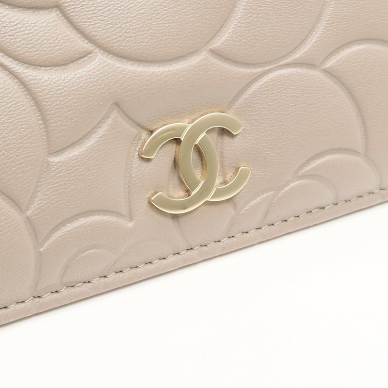 CHANEL 羊皮皮革Long Wallet金扣長錢包-10