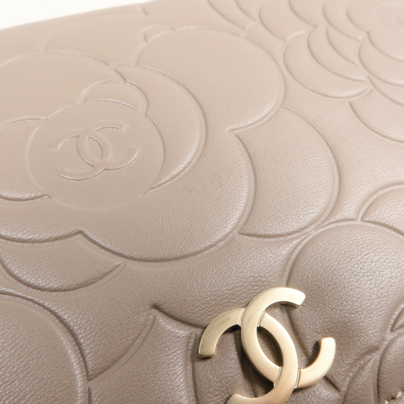 CHANEL 羊皮皮革Long Wallet金扣長錢包-18