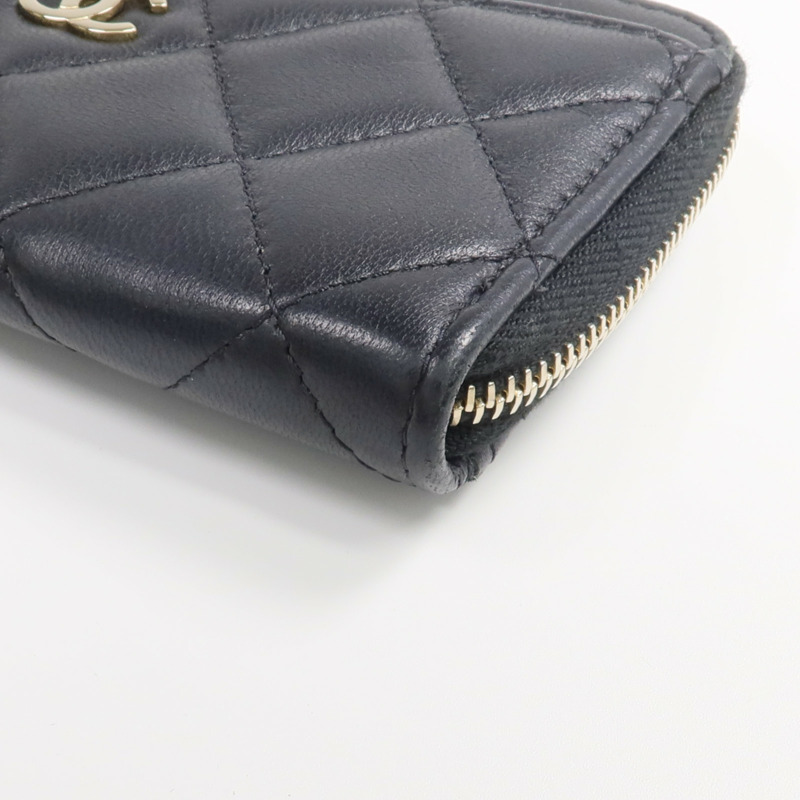 CHANEL 羊皮皮革Wallet金扣錢包-6