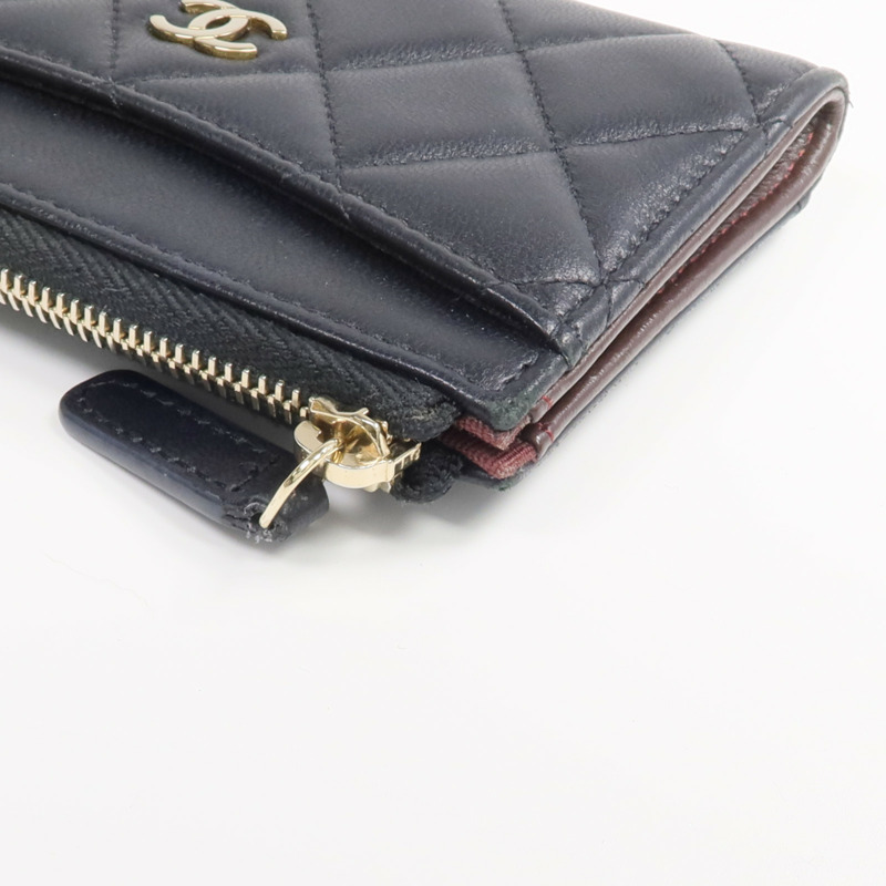 CHANEL 羊皮皮革Wallet金扣錢包-9