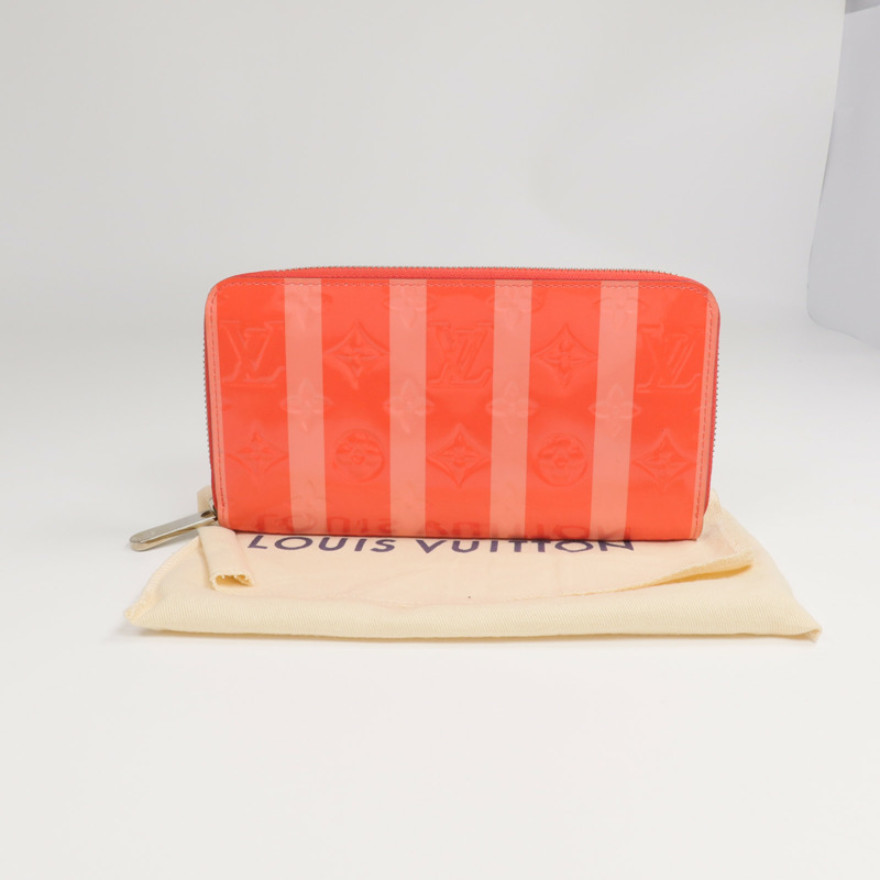 LOUIS VUITTON Monogram Vernis Rayure Zippy Wallet銀扣長錢包-17