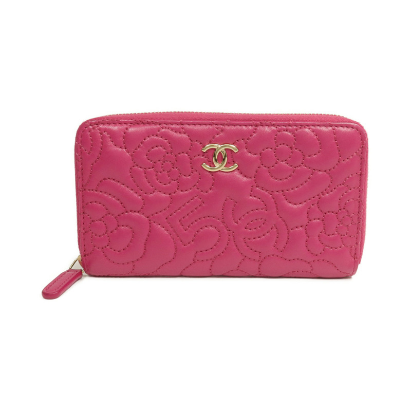 CHANEL 羊皮皮革Zip Wallet金扣錢包-0
