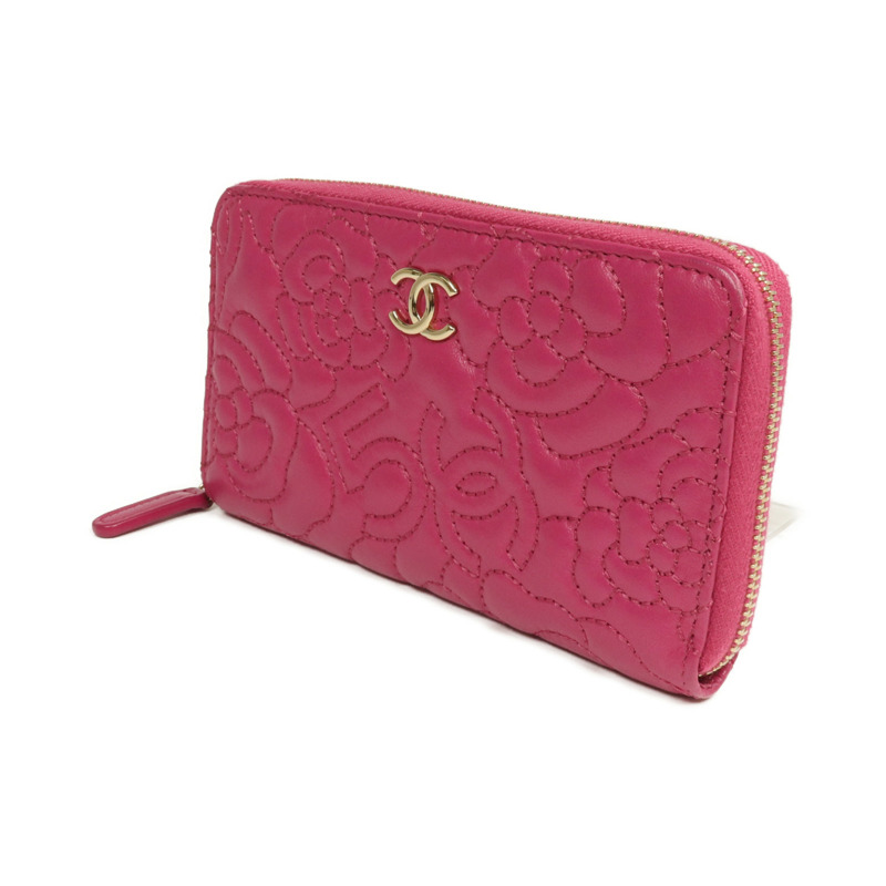 CHANEL 羊皮皮革Zip Wallet金扣錢包-2