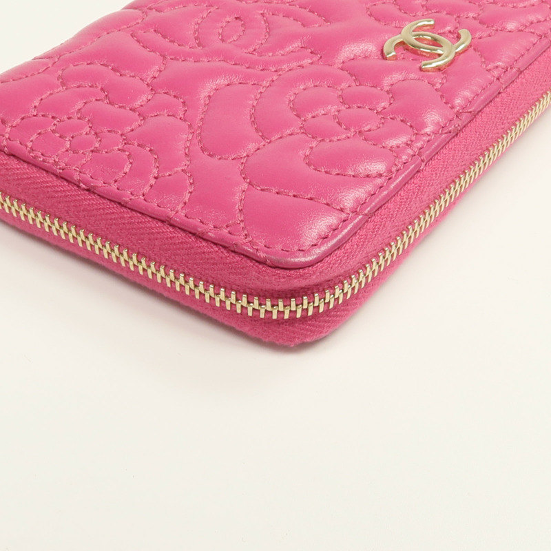 CHANEL 羊皮皮革Zip Wallet金扣錢包-8