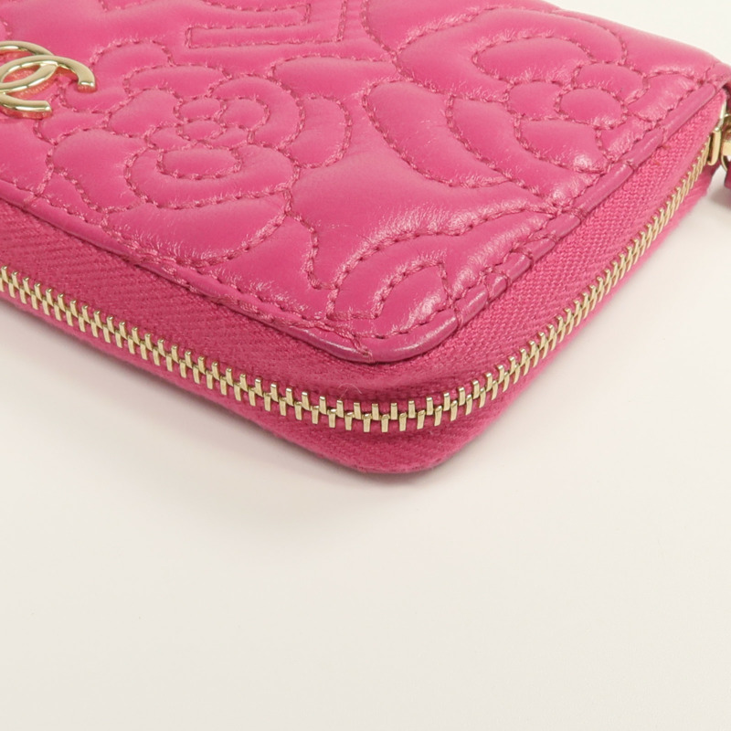 CHANEL 羊皮皮革Zip Wallet金扣錢包-9