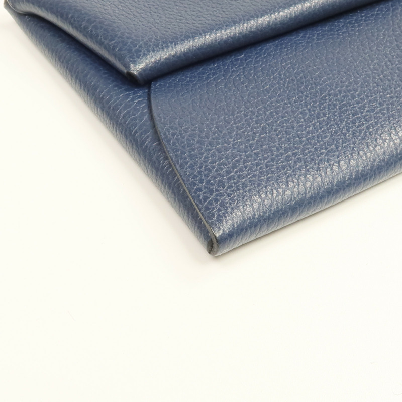 HERMES Evercolor皮革Bastia銀扣零錢包Bleu Nuit-7
