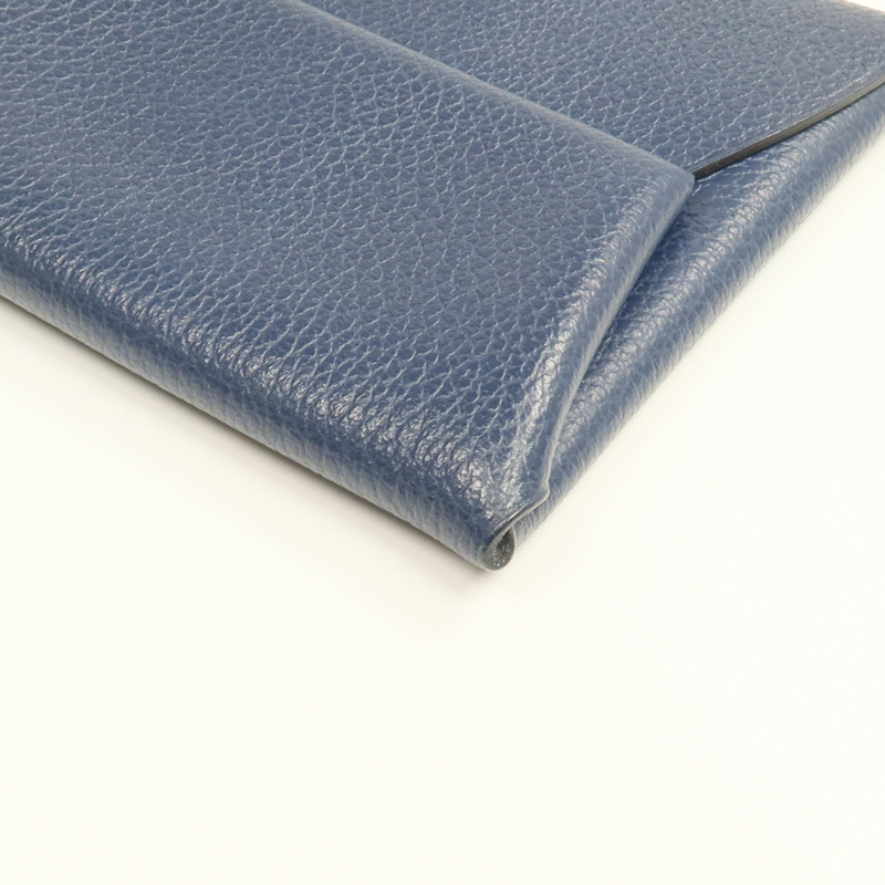 HERMES Evercolor皮革Bastia銀扣零錢包Bleu Nuit-9