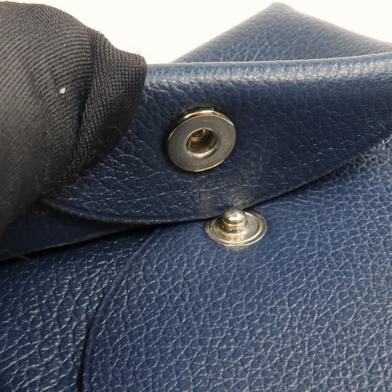 HERMES Evercolor皮革Bastia銀扣零錢包Bleu Nuit-11