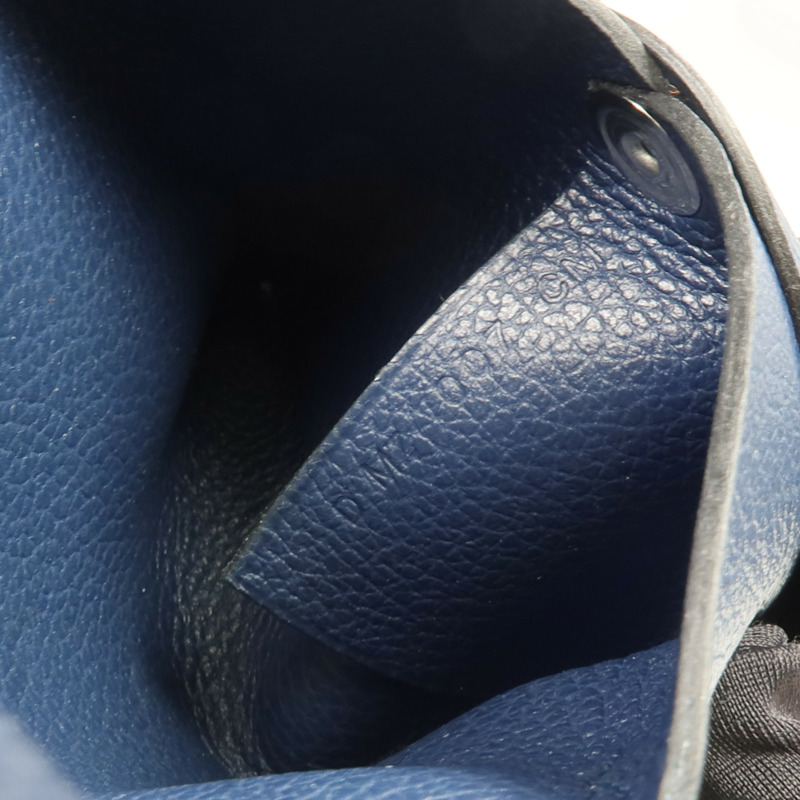 HERMES Evercolor皮革Bastia銀扣零錢包Bleu Nuit-12