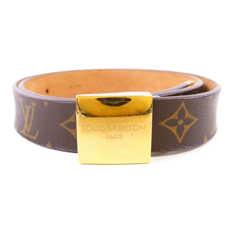 LOUIS VUITTON Monogram Belt金扣皮帶-1