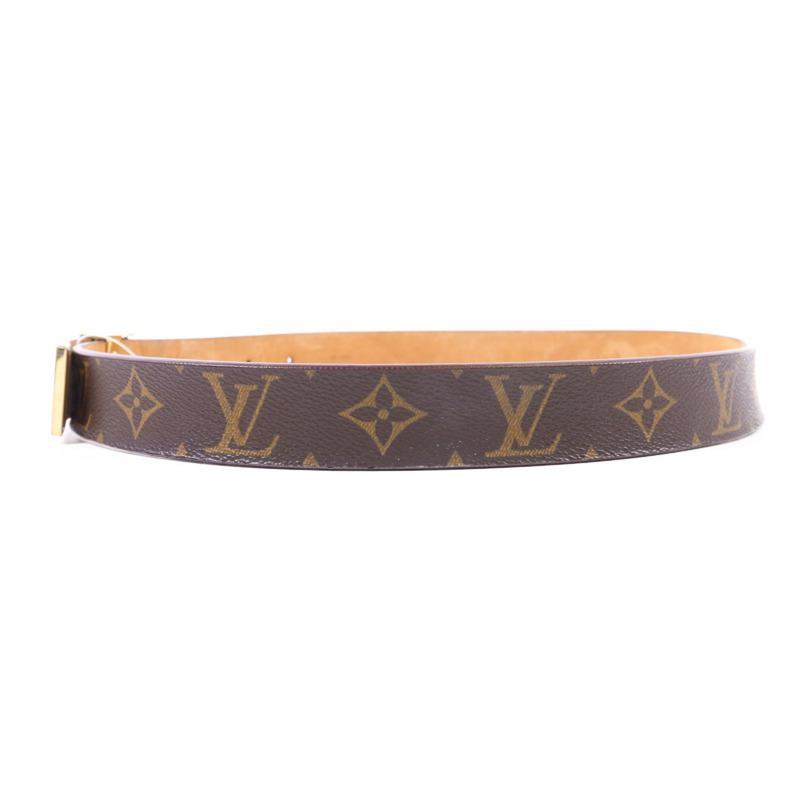 LOUIS VUITTON Monogram Belt金扣皮帶-3