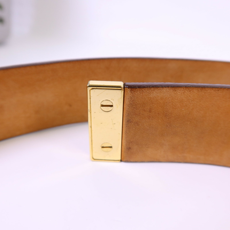 LOUIS VUITTON Monogram Belt金扣皮帶-13