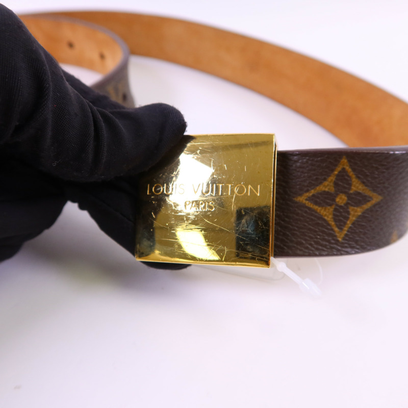 LOUIS VUITTON Monogram Belt金扣皮帶-15