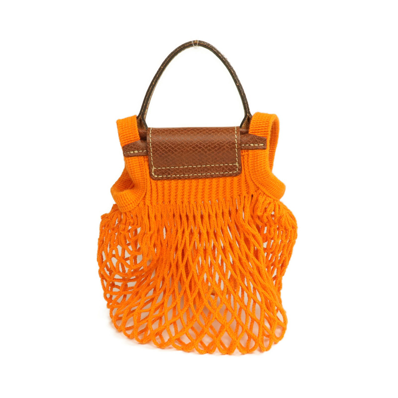 Longchamp 棉質/牛皮皮革Le Pliage Mesh Bag XS金扣手挽肩背兩用袋-1