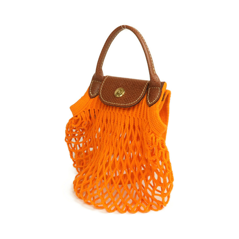 Longchamp 棉質/牛皮皮革Le Pliage Mesh Bag XS金扣手挽肩背兩用袋-2