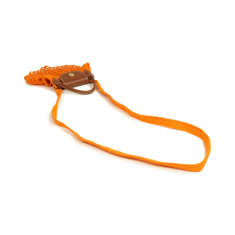 Longchamp 棉質/牛皮皮革Le Pliage Mesh Bag XS金扣手挽肩背兩用袋-4