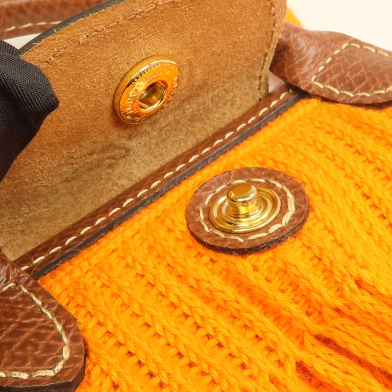 Longchamp 棉質/牛皮皮革Le Pliage Mesh Bag XS金扣手挽肩背兩用袋-10