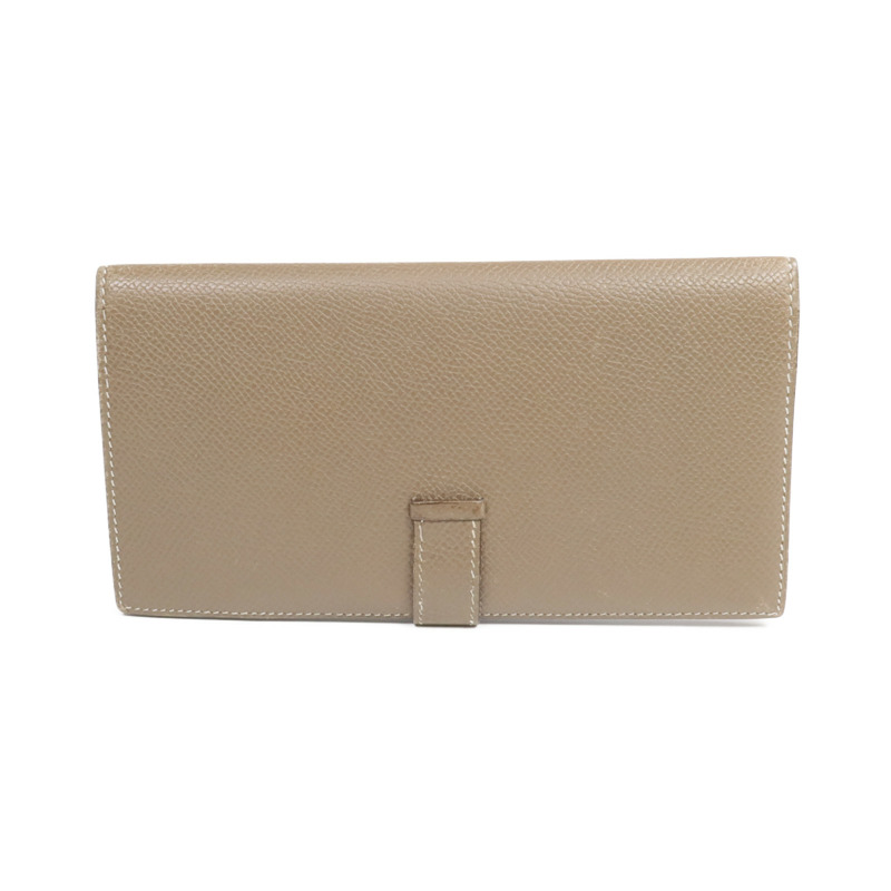 HERMES Epsom皮革Bearn Long Wallet銀扣長錢包Etoupe-1