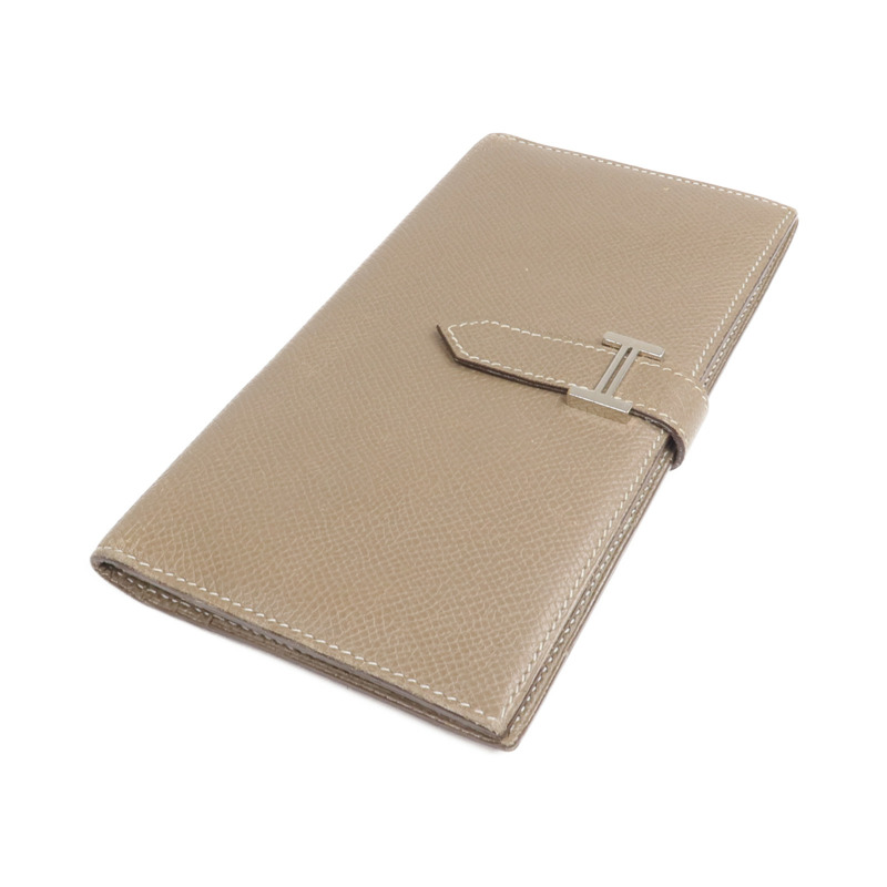 HERMES Epsom皮革Bearn Long Wallet銀扣長錢包Etoupe-3