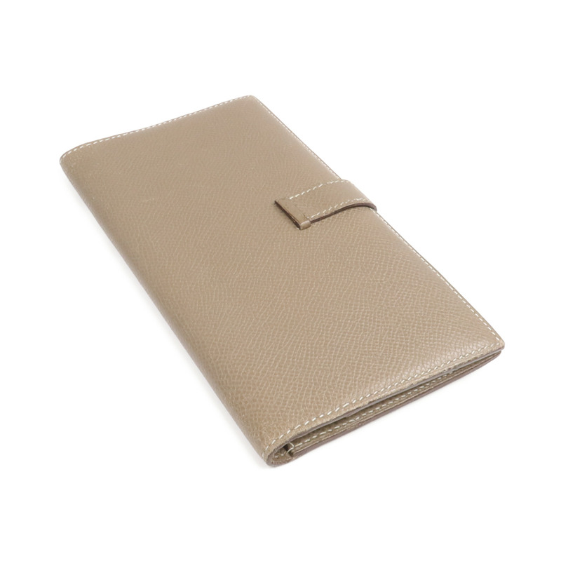 HERMES Epsom皮革Bearn Long Wallet銀扣長錢包Etoupe-4