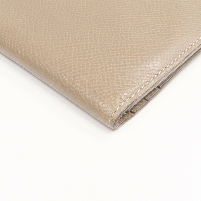 HERMES Epsom皮革Bearn Long Wallet銀扣長錢包Etoupe-9
